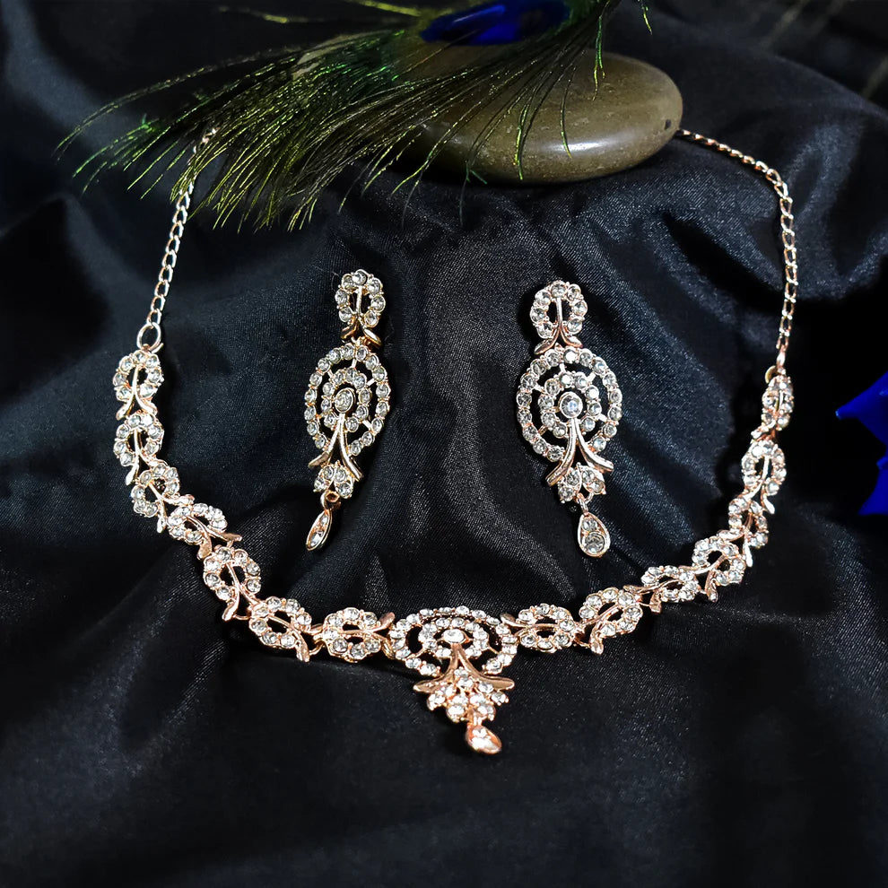 White Diamond Necklace with Earring Set by BW